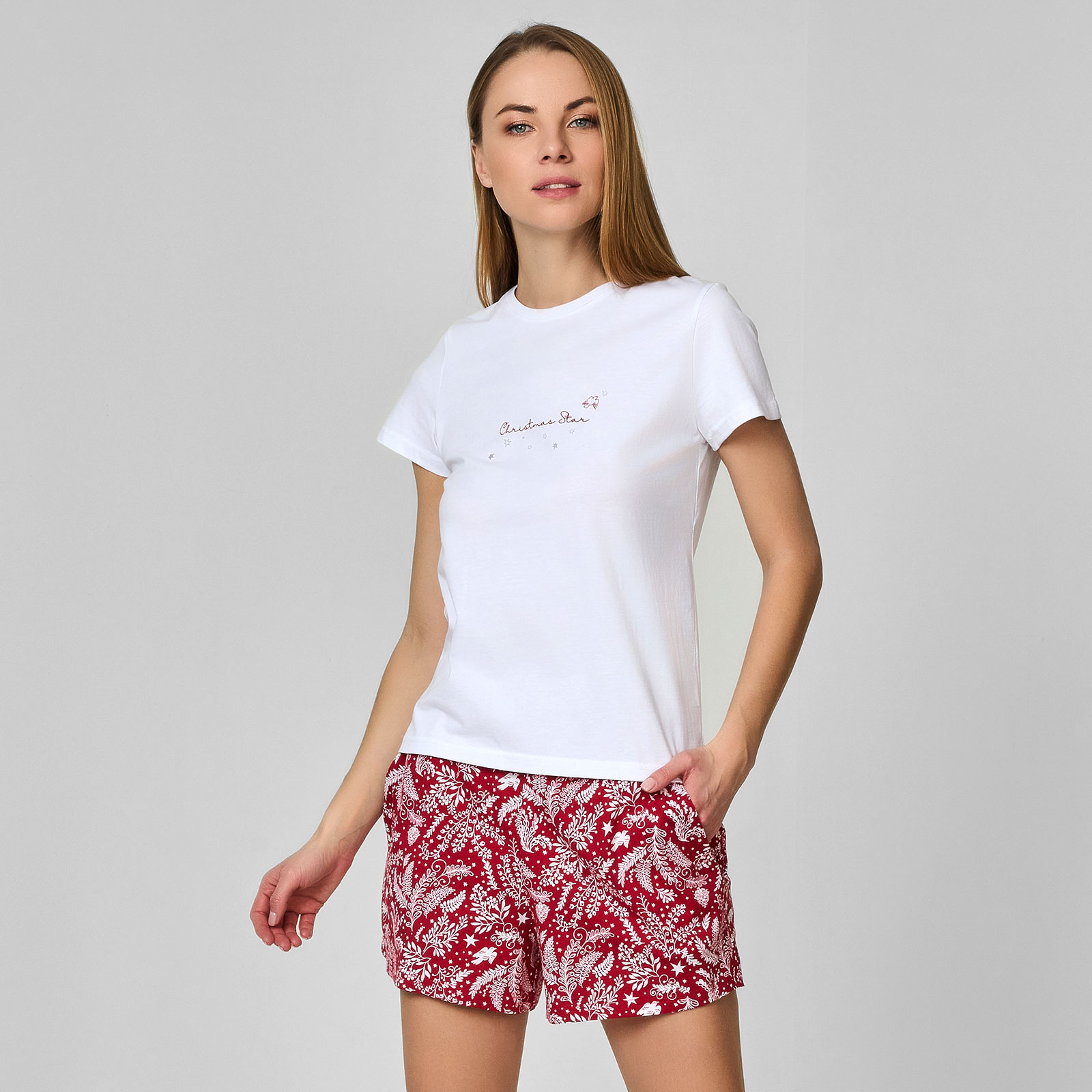 Пижама Massimo, с шортами жен пижама с шортами арт 23 0106 бордовый р 44