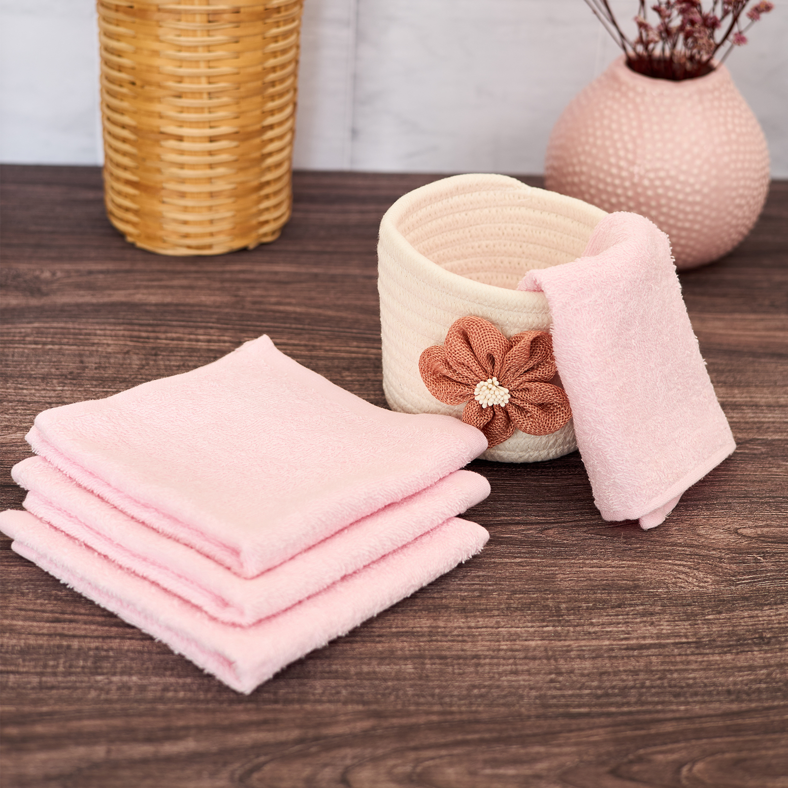 Комплект махровых полотенец Donara , 4 шт. CozyHome, цвет розовый, размер 30х30 - фото 3
