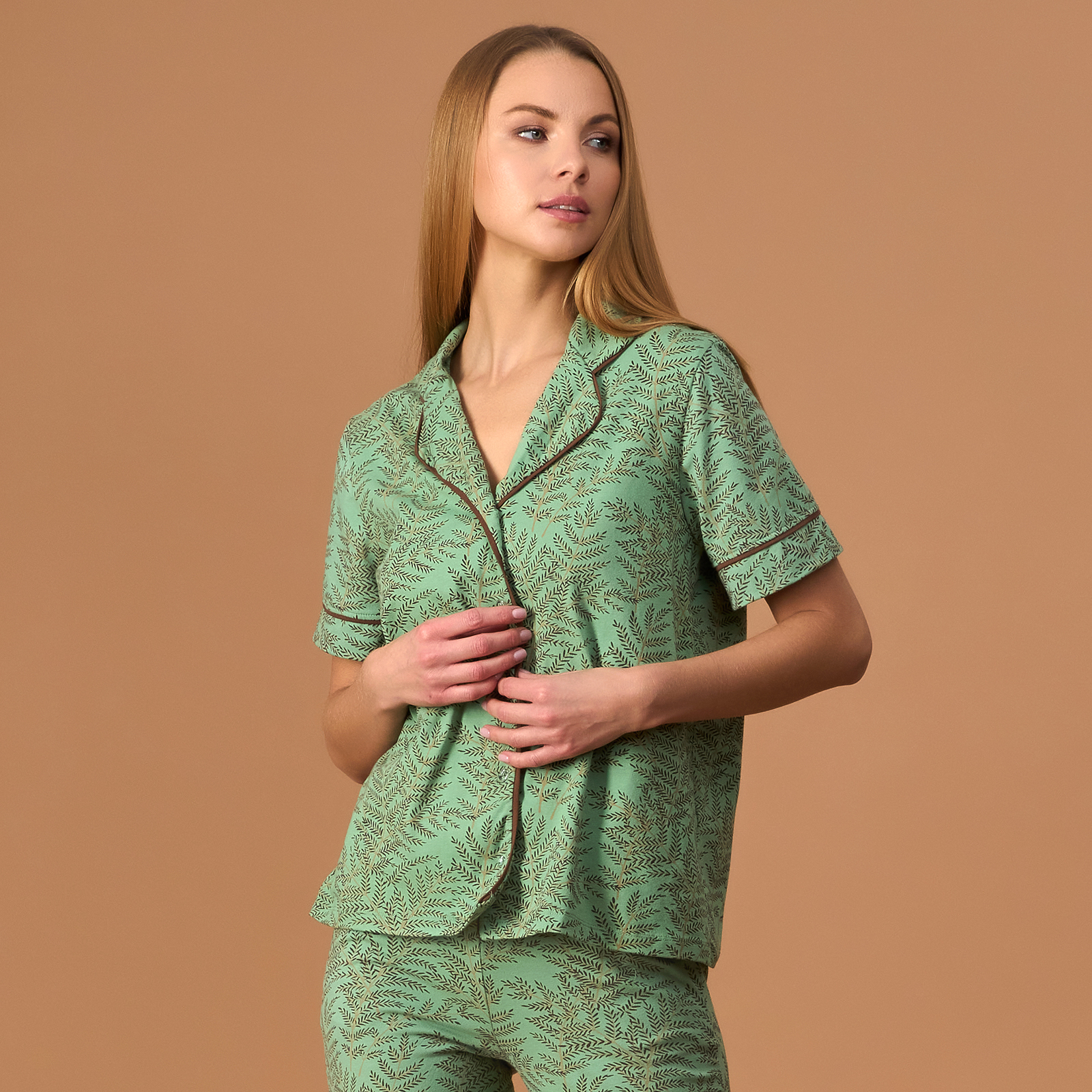 Пижамный верх Spring CozyHome, цвет зеленый, размер 46-48 - фото 1