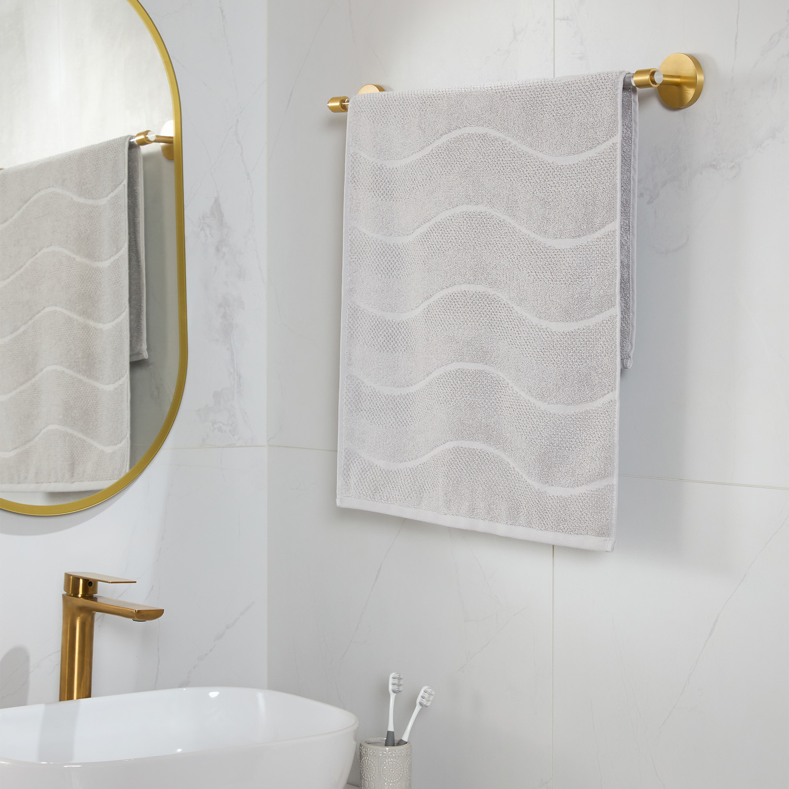 Полотенце махровое Волна/Ondulato, серое