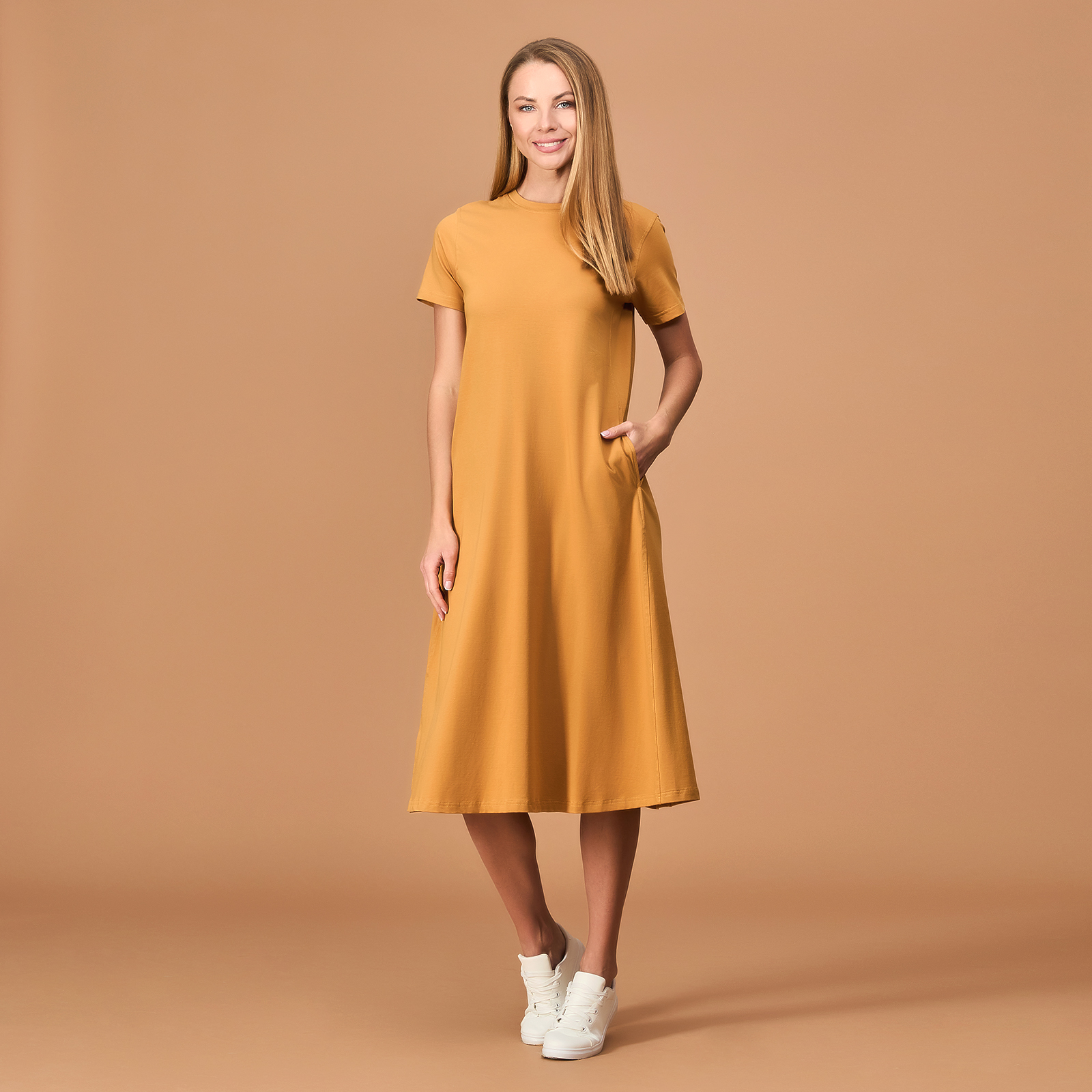 Платье Massimo, горчица CozyHome, цвет оранжевый, размер 42-44