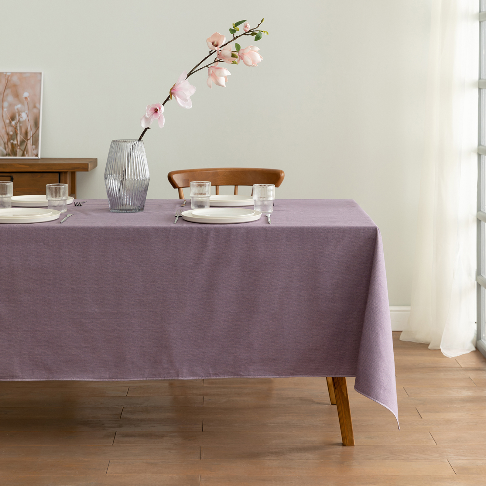 Скатерть Basic CozyHome, цвет фиолетовый, размер 145х145 - фото 1