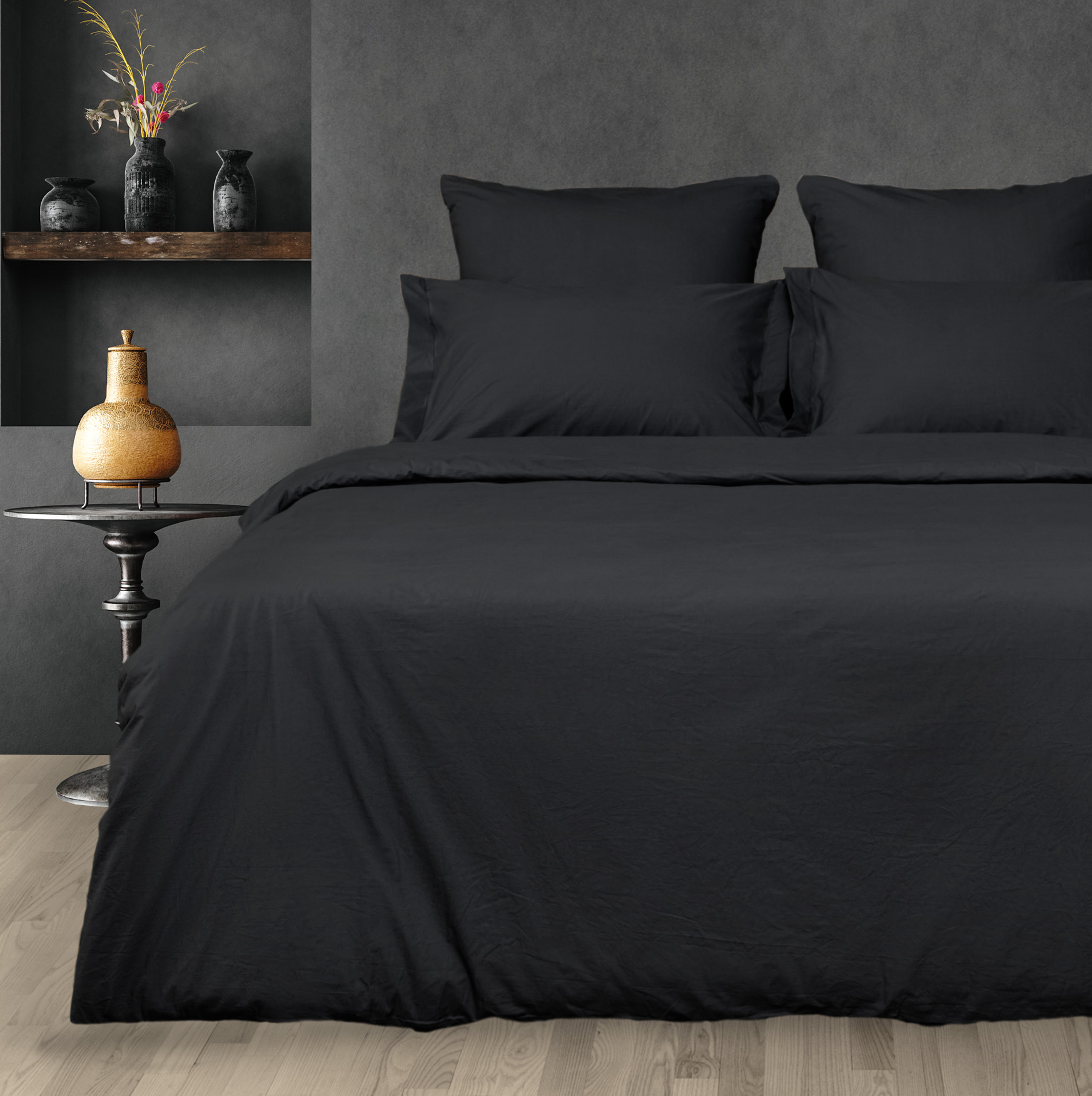 Постельное белье Black, вареный хлопок одеяло хлопок оригинал р 140х205
