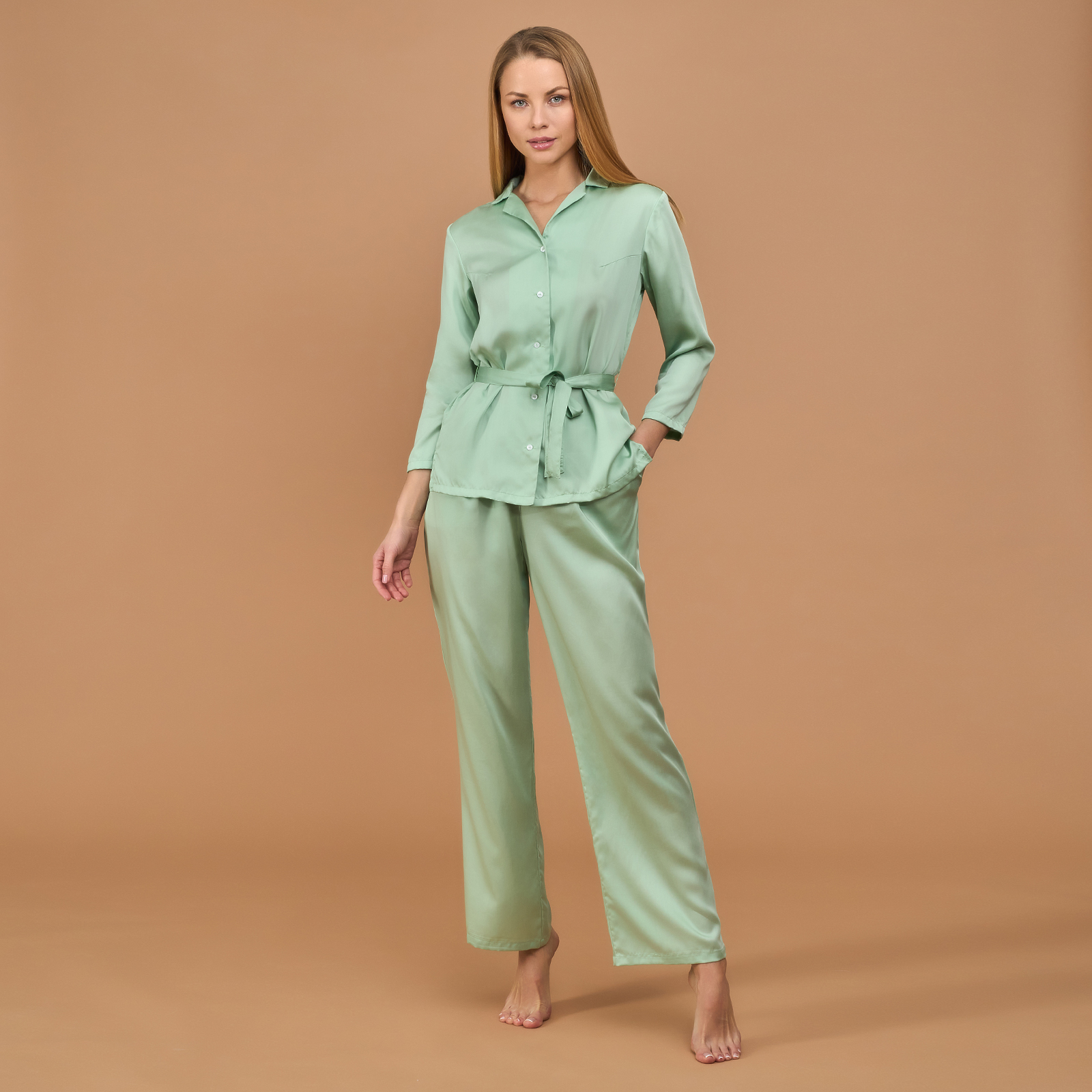 Пижама Mint жен пижама с шортами арт 23 0371 зеленый р 52