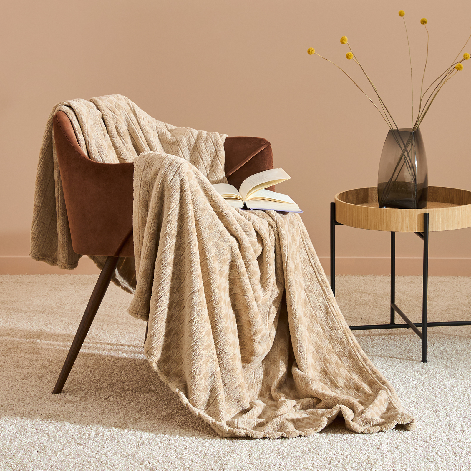 Плед Capelli, бежевый диван кухонный прямой токио экокожа коричневый бежевый