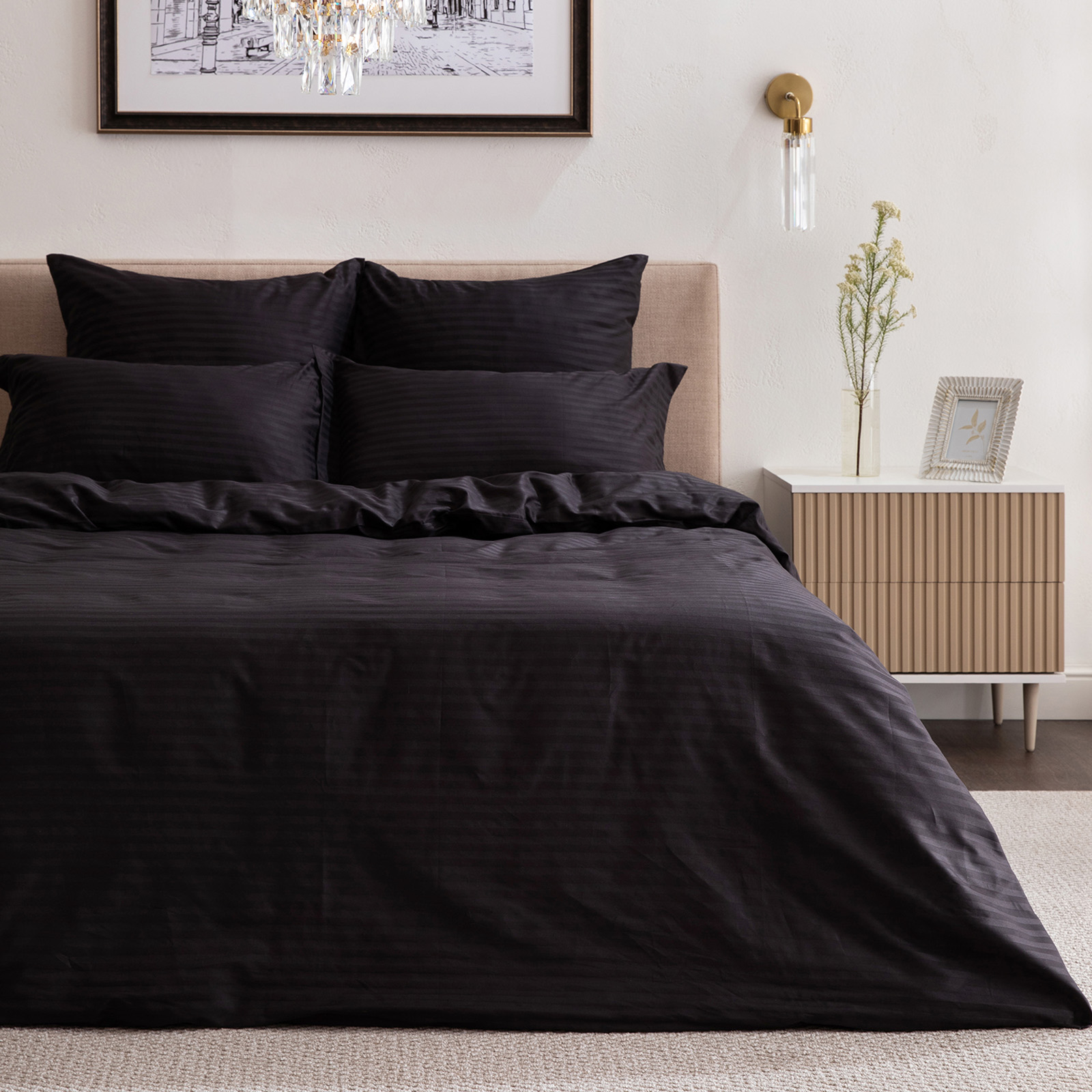 Постельное белье Black страйп-сатин I