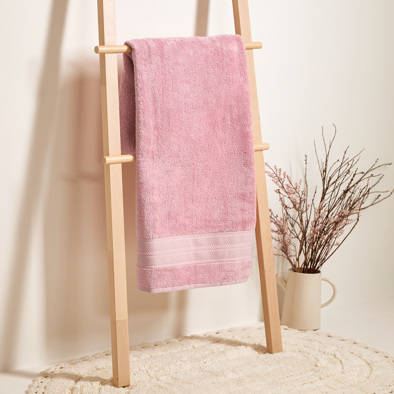 полотенце махровое cozy bamboo розовое Полотенце махровое Cozy Bamboo, пудровое
