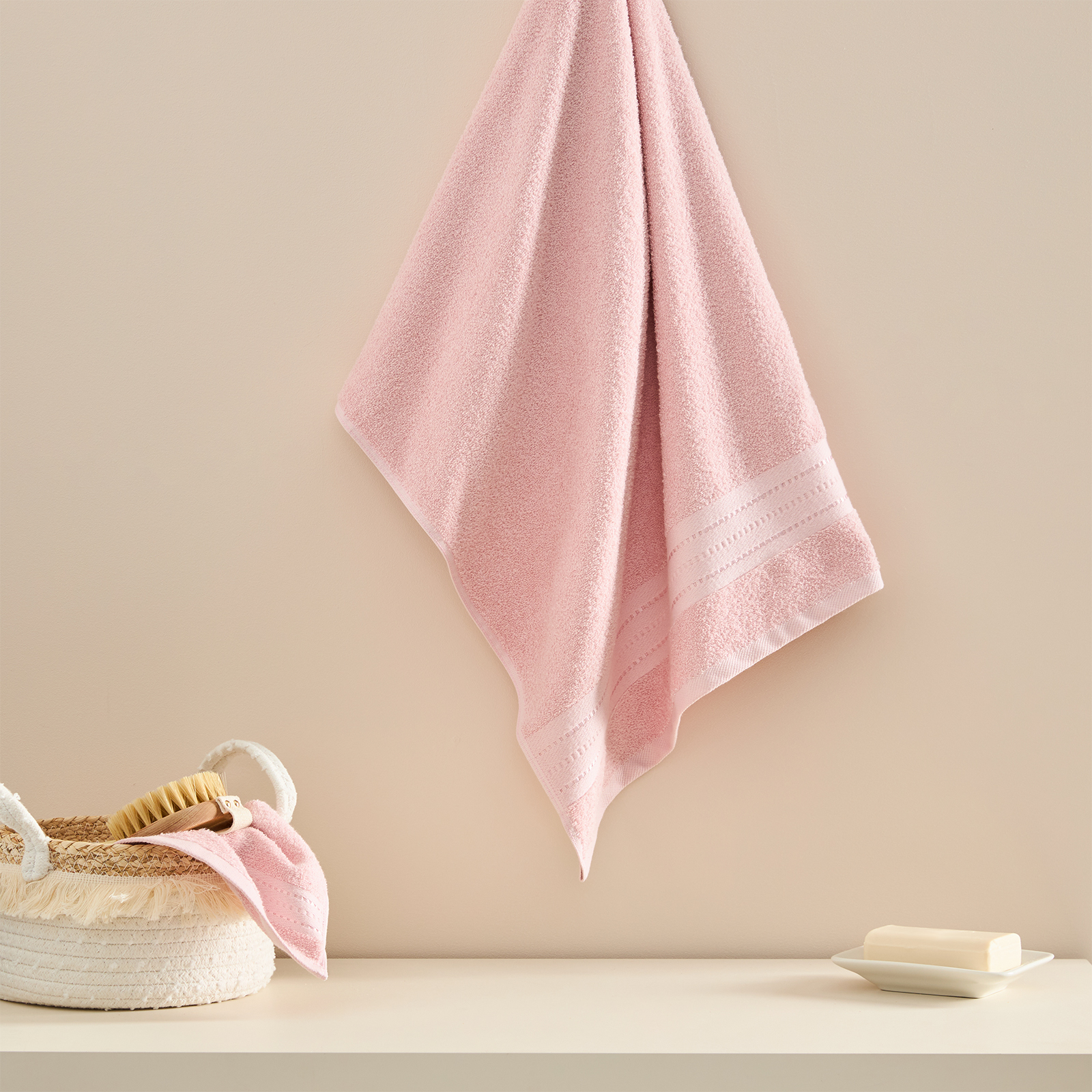 Полотенце махровое Basena, розовое полотенце махровое mundotextil льняное 30х50