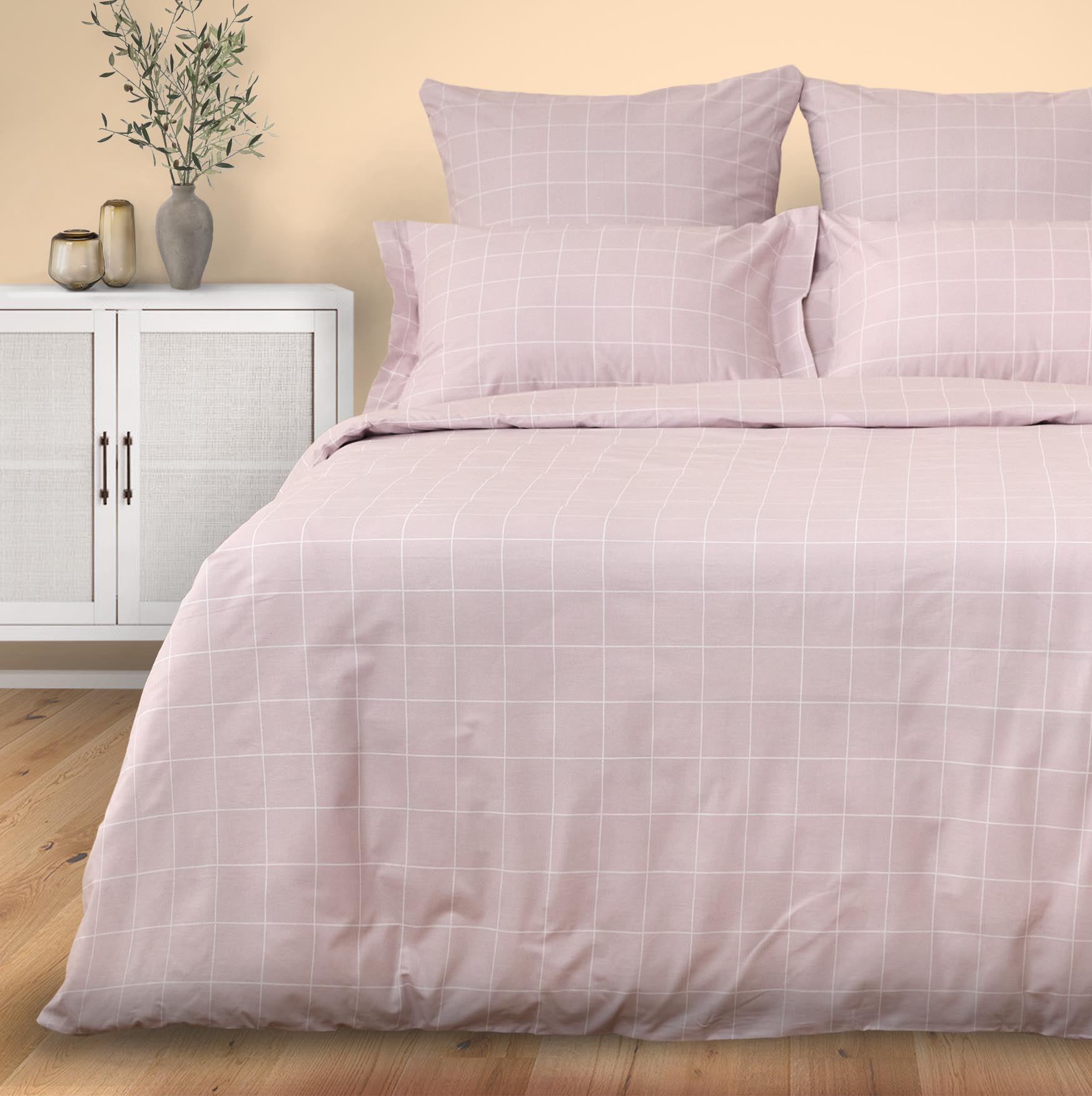 Постельное белье полукомплект Quadretti, розовое CozyHome, цвет розовый, размер Евро - фото 1