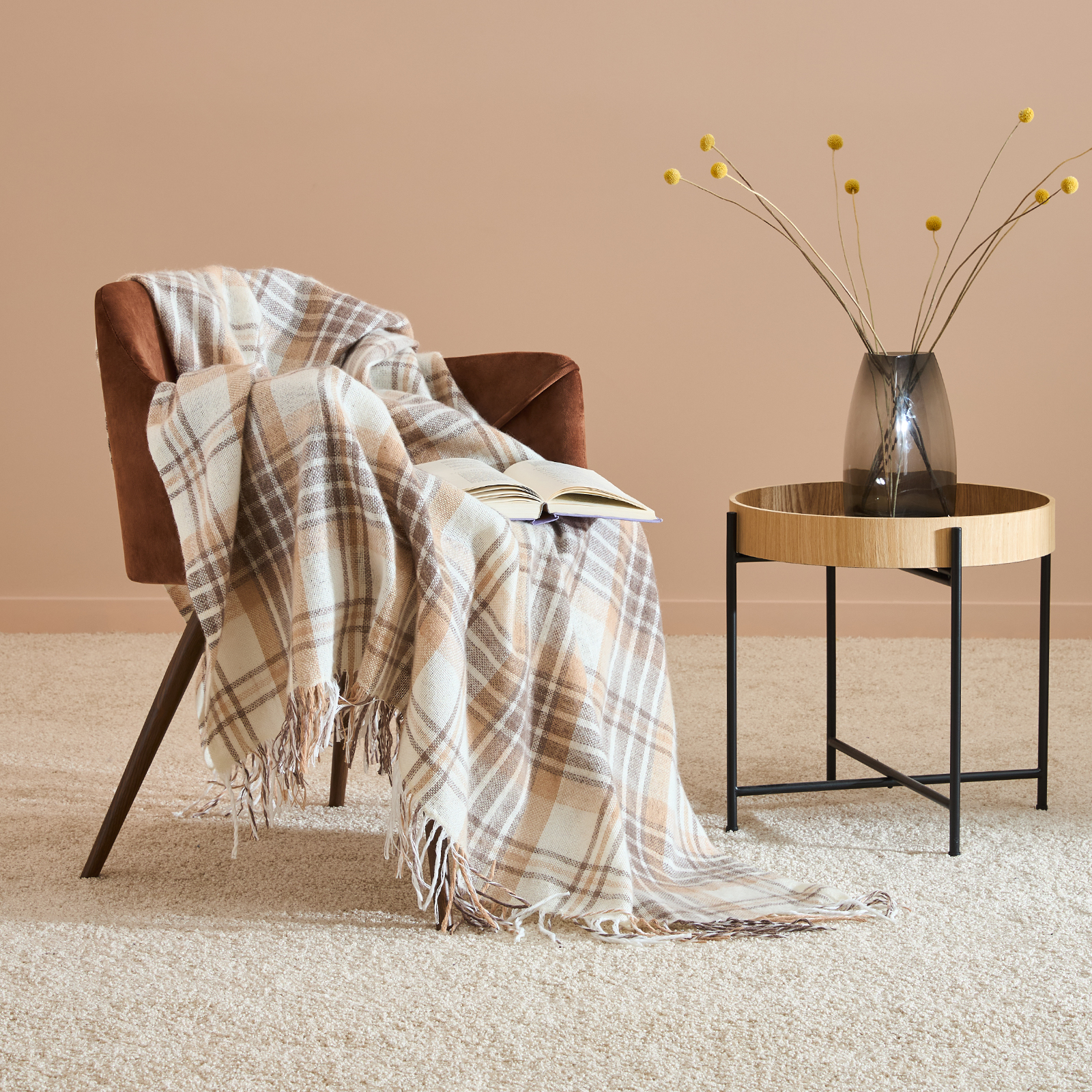 Плед Клетка/Cellule, бежевый