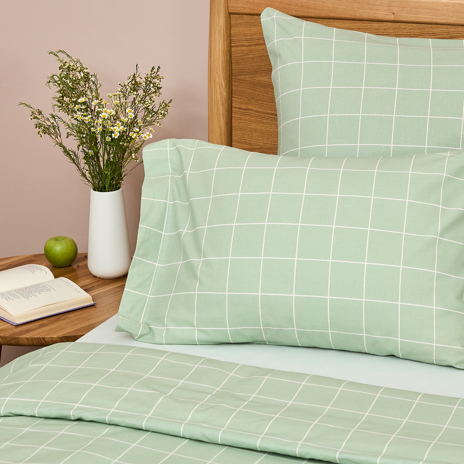 Постельное белье полукомплект Quadretti, зеленое CozyHome, цвет зеленый, размер Евро - фото 9