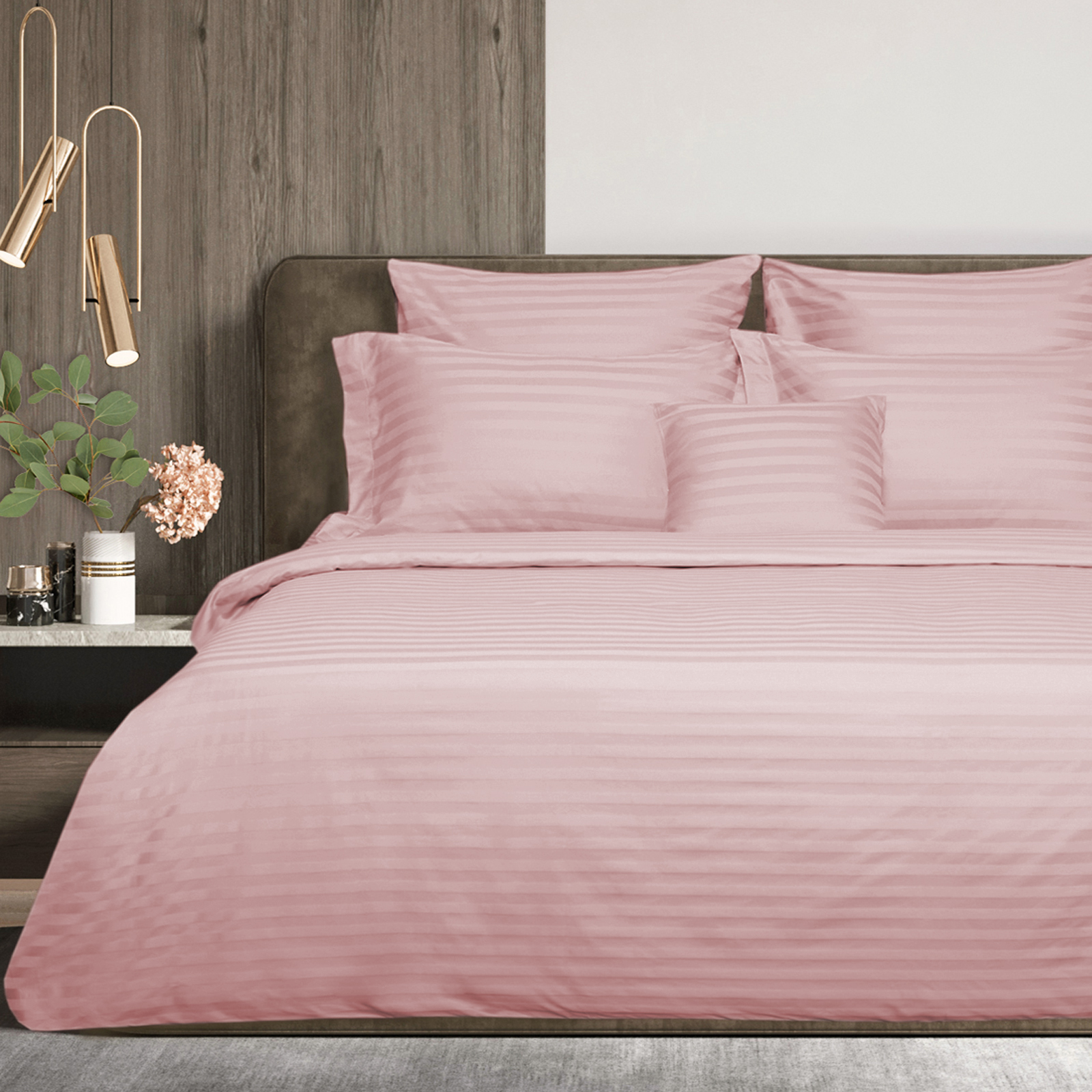 Постельное белье Soft pink, страйп-сатин кпб эллизиум розовый р евро