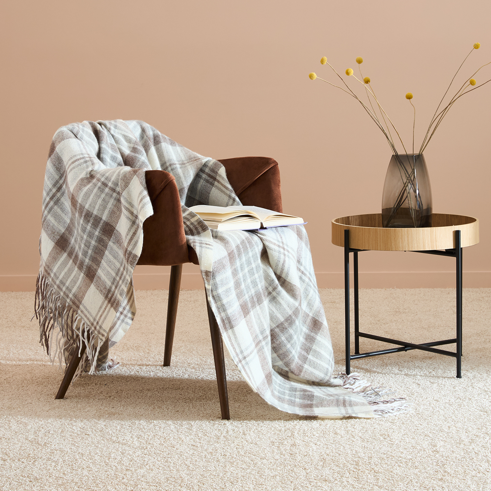 Плед Клетка/Cellule, серый